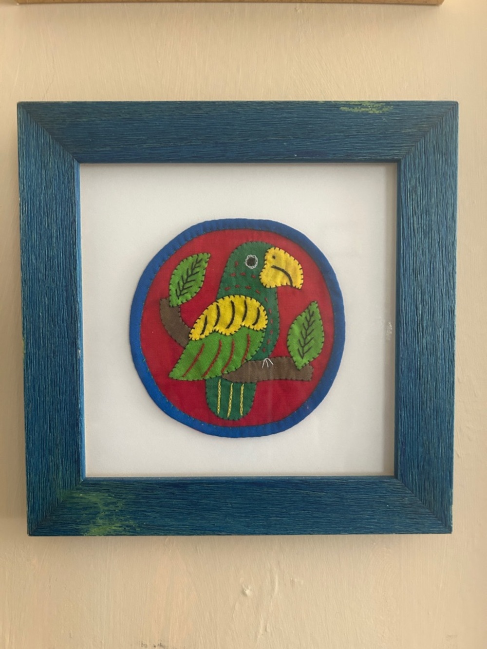 Bird - Fabric- Framed 6 3/4” x 6 3/4 “